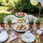 Lallisa 3 Tier Floral Cake Stand 10", 9" and 7" Ceramic Chinoiserie Tiered Serving Tray Dessert Cupcake Display Holder Tower for Wedding Baby Bridal Shower Tea Party Decoration(Chinoiserie,Black) - Image 3