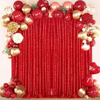 Red Glitter Sequin Backdrop Curtains 8ftx10ft Photo Drapes by Fanqisi