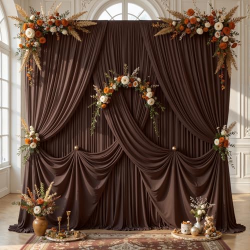 20ft x 10ft Brown Backdrop Curtains, Brown Drapes for Backdrop Fabric - Image 6