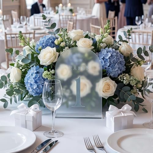 15 Pcs Table Numbers with Stands, 1-15, 5"x7", Dusty Blue - Image 6