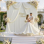 20 ft x 8 ft Ivory Backdrop Curtain Panels, 4 Panels 5 ft x 8 ft Wrinkle Free Polyester Photography Backdrop Drapes, Wedding Party Home Decoration Supplies - Image 2