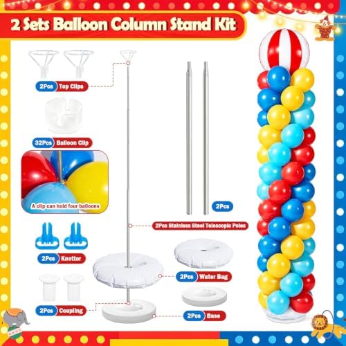 2Set Carnival Circus Balloon Column Stand Kit Circus Theme Party Decoration - Image 3