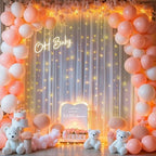 White Tulle Backdrop with Fairy Lights for Parites Wrinkle-Free Shiny Sheer Curtain Photo Back Drop Drapes for Baby Shower Birthday Party Photography Home Decorations - Image 2