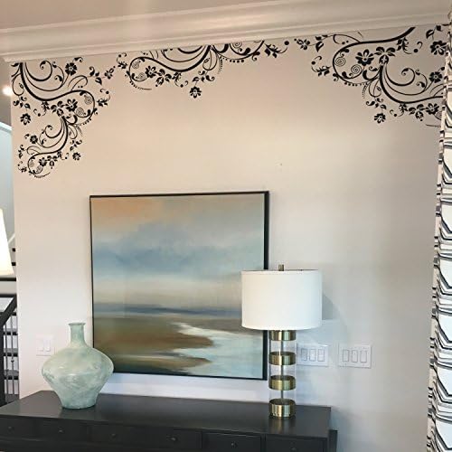 White Color Swirl Flower Design Wall Decal Sticker. Apply Edge to Edge. 100in x 29in. Easy to Apply & Removable. - Image 5