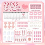 79 Pcs Baby Shower Game Prizes for Winners, Spa-Inspired Gift Set with "Thank You"-Makeup Bag, Jewelry Box, Eye Mask & Gift Bags for Baby Shower Game Prizes Wedding Bridal Shower Favors (Pink) - Image 2