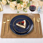 bUCLA 100PCS Blue Plastic Plates - Navy Blue Disposable with Gold Rim, Include 50 Each (10 inch Dinner & 7 inch Dessert) Plates, Ideal for Party & Labor Day - Image 5