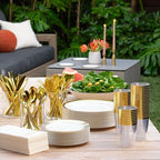 By Madee HEAVYWEIGHT White Plastic Plates with Gold Trim 175 PCS - Image 5