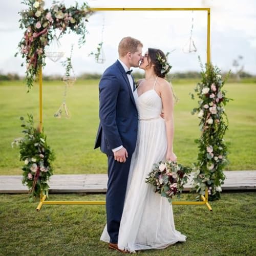 Wokceer Backdrop Stand Square Wedding Arch 6.6FT x 5.2FT Gold Metal Balloon Arch Backdrop Stand for Wedding Ceremony Birthday Party Baby Shower Photo Booth Background Decor - Image 4
