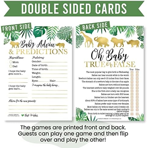 Hadley Designs 50 Safari Baby Prediction And Advice Cards, Trivia Games, etc., 25 Baby Animal Matching, Nursery Rhyme Game-6 Double Sided Cards Baby Shower Funny Games, Ideas Baby Sprinkle Games - Image 6
