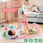 UMIKU Baby Play Mat Tummy Time Mat Girl High-Contrast Cloth Pink Dinosaur - Image 6