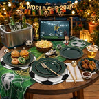 WDF 175Pcs Green Plastic Plates - Green Plates Disposable with Gold Rim - Christmas Plastic Plate - Fancy Disposable Dinnerware Sets 25 Guests Ideal for Party/Wedding/Birthday - Image 4