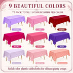 Newwiee 72 Pack Pink and Purple Plastic Tablecloths Bulk 54" x 72" - Image 3