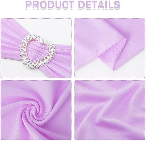 Pack of 30 Spandex Chair Sashes Bows Stretch Chair Cover Band with Buckle Slider Universal Elastic Chair Ties for Wedding Banquet Party Event Decoration (Lavender) - Image 3