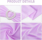 Pack of 60 Spandex Chair Sashes Bows Stretch Chair Cover Band with Buckle Slider Universal Elastic Chair Ties for Wedding Banquet Party Event Decoration (Lavender) - Image 3