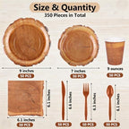 durony 350 Pieces Wood Grain Slice Party Tableware Set - Image 2