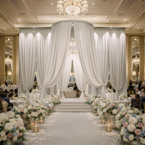 20ftx15ft Beige Backdrop Curtains for Parties, Wrinkle Free Polyester Beige Photo Backdrop Drapes 4 Panels 15 ft Long Back Drop Cloth for Wedding Birthday Photography Background Party - Image 6