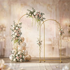 Gold Metal Wedding Arch Backdrop Stands Set of 2 (7.2FT & 6FT), Metal Square Balloon Arch Frame for Birthday Party, Ceremony, Baby Shower - Image 6