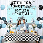Jollyboom Bottles and Throttles Baby Shower Decorations, Racing Theme Backdrop 3 x 5 ft Banner Cake Toppers Balloons Tablecloth Kit for Boy Welcome Baby Party Pregnancy Gift Dessert Table Setup - Image 4