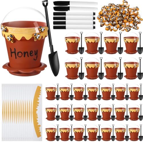 Jingmore 30 Sets Bee Honey Jar Pots Party Favors Bulk, Brown by CelebrateEveryMoment