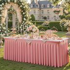 6 Packs Dusty Rose Spandex Table Cloths 6 Foot, Fitted Stretch Table Cover with Skirts 30x72 Inch, Wrinkle-Free Floor Length Tablecloths Rectangular for Weddings Parties Banquets Events Decorations - Image 3