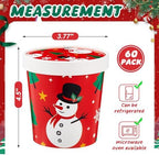 Roshtia 60 Pack 16 oz Paper Food Containers with Lids Ice Cream Pint Containers Soup Cups Freezer Microwave Safe for Desserts Yogurt Party Supplies(Christmas) - Image 2