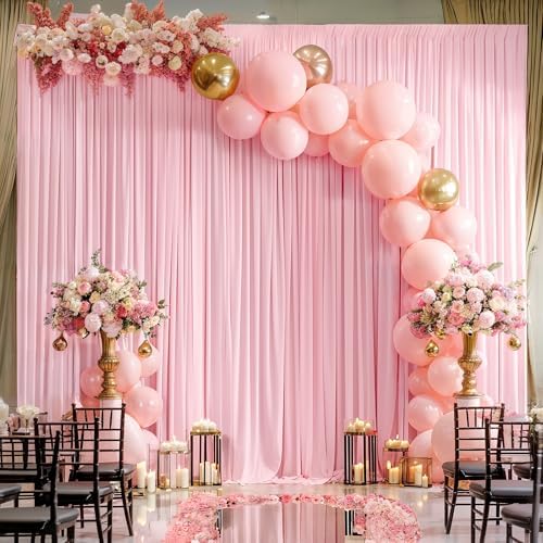 50x10ft Pink Backdrop Curtain Panels for Parties - Wrinkle Free Polyester Photo Curtain Backdrop Wedding Back Drop Fabric Drapes for Party Decorations Background for Photography - Image 2