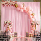 30x10ft Pink Backdrop Curtain Panels for Parties - Wrinkle Free Polyester Photo Curtain Backdrop Wedding Back Drop Fabric Drapes for Party Decorations Background for Photography - Image 2