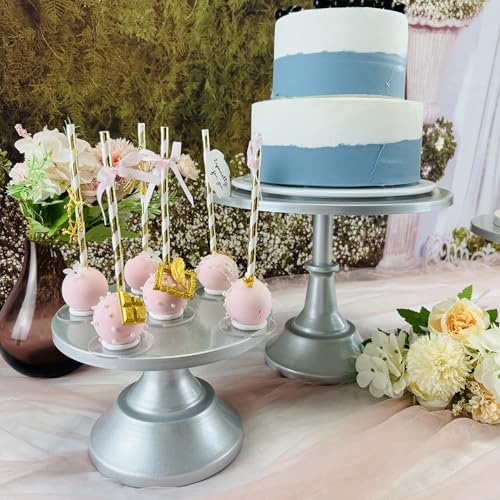 Set of 8 Silver Cake Stands Donut Holder Metal Dessert Display Risers Cupcake Stand Serving Platter for Weddings Birthday Baby Showers Anniversary Party - Image 5