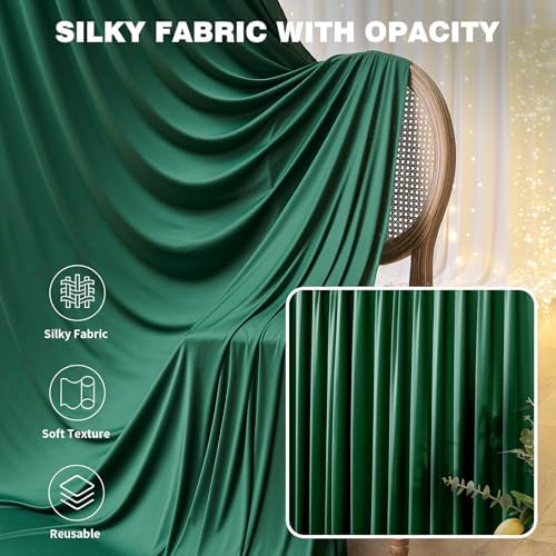 50ftx15ft Hunter Green Backdrop Curtains for Parties, Wrinkle Free Polyester Green Photo Backdrop Drapes 10 Panels 15 ft Long Back Drop Cloth for Wedding Birthday Photography Background - Image 5