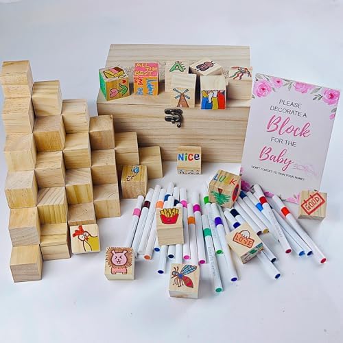 EIGTWEN 78pcs Baby Shower Games Sign Kit, Baby Blocks for Baby Shower(Blue) - Image 4