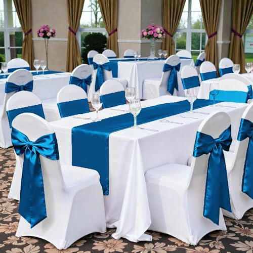 MDS® Pack of 125 Satin Chair Sashes for Wedding & Events – Dark Teal - Image 6