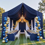 4 Panels 5ft(W) x 20ft(L) Navy Blue Ceiling Drapes for Wedding Parties by PartyVillage