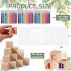 101 Pcs Baby Shower Blocks Games Sets, Baby Coloring Blocks for Baby Shower, 60 DIY 3.5cm Blank-Wooden-Block 4 Large-Stencils 36 Colorful-Marker 1 Decorate-Wooden-Sign, Baby Shower Blocks to Decorate - Image 2
