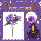 Geosar 8 Bundles Artificial Peonies Flowers,Black, Purple - Image 2
