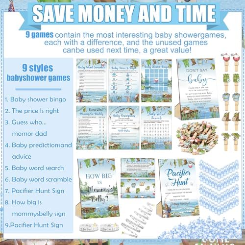 Sherr 476 Pcs Fishing Baby Shower Game Set, 9 Style Baby Shower Activities - Image 4
