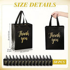 Fumete 50 Pcs Black Glossy Thank You Gift Bag with Handles - Image 2