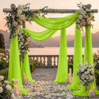 Pack of 2 Wedding Arch Drape Panel Fabric 30" x 30ft - Parrot Green - Image 4