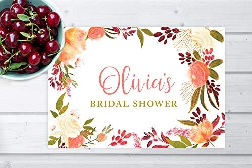 Andaz Press Custom Personalized Disposable Paper Placemats, 12 x 18 Inch, Set of 25, Bridal Shower Custom Coral and Peach Floral, Tableware, Dining, Tabletop, Table Setting for Bridal Shower - Image 4