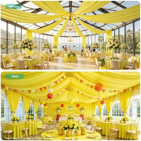 10 Panels 5ft(W) x 20ft(L) Yellow Ceiling Drapes for Wedding Parties - Image 5
