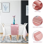 Disposable Plastic Tablecloth (White and Rose Gold Dot) And Satin Table Runner (Rose Gold) Set for Wedding Birthday Baby Shower Anniversary Christmas New Year Party, 16 Pack - Image 3