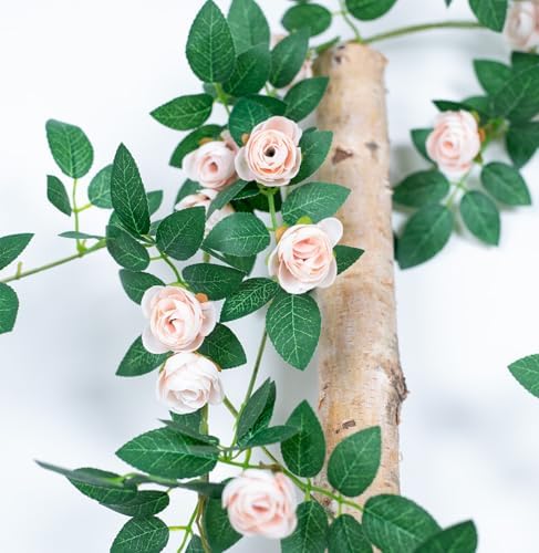 2PCS x 6FT Rose Garland Artificial Flower Vine for Home Decor, Champagne - Image 2