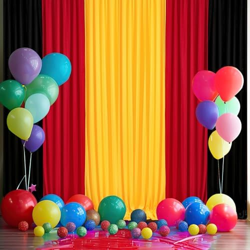 Graduation Backdrop Curtain 15ftx10ft - Red Yellow Black Satin Drapes - Image 5