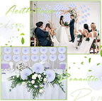 Yulejo 150 Packs White Hand Fans for Wedding Round Folding Plastic Handle - Image 6