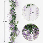 3Pcs 7.2Ft/Piece Artificial Flowers Wisteria Garland Artificial Wisteria Vine Hanging Flower Greenery Garland for Home Garden Outdoor Wedding Arch Floral Decor (Purple) - Image 6