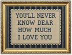 Vintage Gold Framed Love Quote Wall Art You'll Never Know Dear How Much I Love You Wall Decor Picture Inspirational Blue Striped Sign Poster Canvas Painting Print for Nursery Bedroom 12x16 inch by Unknown