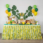 Lemon Green Table Skirt. 6ft Table Skirt with Double Layer Organza! Jungle Theme Decorations, Birthday, Tropical Party Decorations. Tutu Table Skirts for Rectangle Tables 6ft by BluekateParty