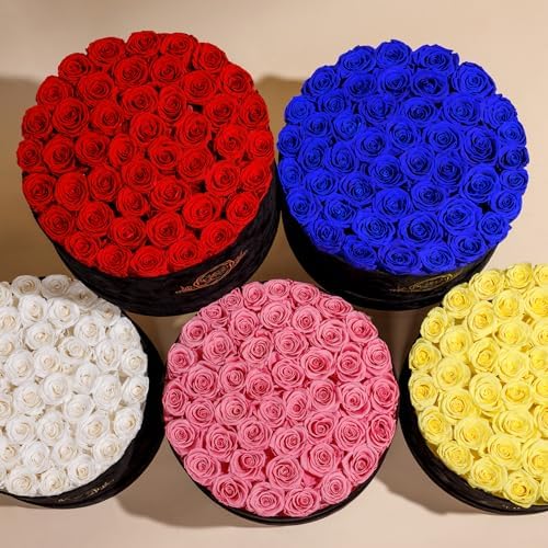 Prifroti 47 Flowers in a Luxury Suede Box, Birthday Gifts for Women, Preserved Flowers, Mothers Day Roses Gift for Mom, Pure White - Image 5