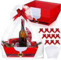 Cholemy 12 Pack 12x10x4 Christmas Gift Baskets Empty Bulk, Includes 12 Santa Cardboard Baskets with Handles, 12 Plastic Bags and 12 Bows, Cardboard Tray Large Gift Baskets Kit for Holiday by Cholemy