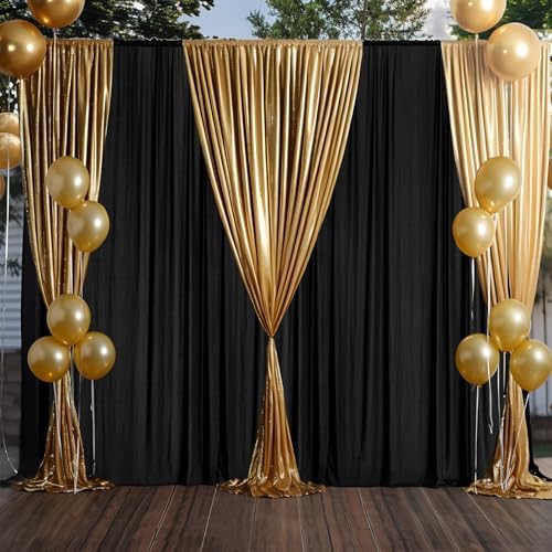 20ft×10ft Black Backdrop Curtain, Wrinkle Free Thick Polyester Drapes for Backdrop, 4 Panels 5ft x 10ft Photo Backdrop Curtains for Parties Birthday Wedding Graduation Photography Background Cloth - Image 6
