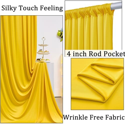 40ftx10ft Wrinkle Free Yellow Backdrop Curtains for Parties, Thick Fabric Lemon Photo Backdrop Drapes 8 Panels 5x10ft for Weddings Birthday Photography Background Curtains - Image 2